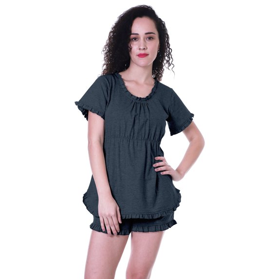 Moomaya Womens Nightwear Set w/ Shorts Cotton Sleepwear 2 Pcs Nightdresses