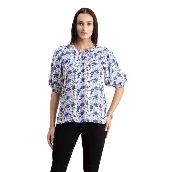 Moomaya Womens Oversize Viscose Tunic Top, Lantern Sleeves Summer Top