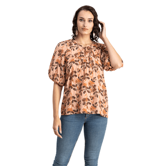 Moomaya Womens Oversize Viscose Tunic Top, Lantern Sleeves Summer Top