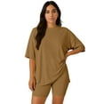 thumbnail image 1 of Moomaya Womens Oversized T-Shirt and Biker Shorts Lounge Set - 2 Piece Buttery Soft Viscose Jersey Co-ord - Loungewear, 1 of 8