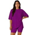 thumbnail image 1 of Moomaya Womens Oversized T-Shirt and Biker Shorts Lounge Set - 2 Piece Buttery Soft Viscose Jersey Co-ord - Loungewear, 1 of 7