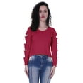 thumbnail image 1 of Moomaya Womens Plain Cut Out Sleeves Top Round Neck Casual Sexy Tee Tops, XS-XL, 1 of 8