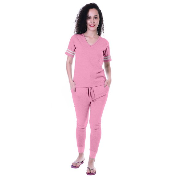 Moomaya Womens Plain Nightwear Set w/ Pyjama Cotton Sleepwear 2 Pcs Nightdresses