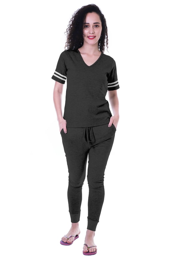 Womens Plain Nightwear Set w/ Pyjama Cotton Sleepwear 2 Pcs Nightdresses