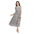 thumbnail image 1 of Moomaya Womens Printed A-Line Long Dress, Ruffled Square Neck Maxi Dress, 1 of 9