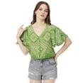 thumbnail image 1 of Moomaya Womens Printed Butterfly Sleeve Top, Button Down Summer Casual Top, 1 of 8