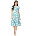 thumbnail image 1 of Moomaya Womens Printed Button Down Dress V Neck Short Sleeve Midi Dress, 1 of 8