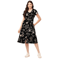 thumbnail image 1 of Moomaya Womens Printed Button Down Dress V Neck Short Sleeve Midi Dress, 1 of 9