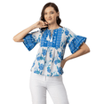 thumbnail image 1 of Moomaya Womens Printed Cotton Blouse, Boho Top, Short Sleeves Summer Top, 1 of 7