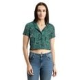 thumbnail image 1 of Moomaya Womens Printed Crop Shirt, Short Sleeves, Buttoned Shot Top, 1 of 9