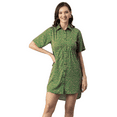 thumbnail image 1 of Moomaya Womens Printed Dress, Elbow Sleeves Buttoned Down Collared Knee Length Dress, 1 of 8