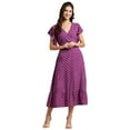 thumbnail image 1 of Moomaya Womens Printed Dress, V-Neck, Short Sleeves, Ruffled Midi Summer Viscose Dress, 1 of 8