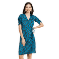 thumbnail image 1 of Moomaya Womens Printed Knee Length Dress, Ruched Sleeves V- Neck Short Dress, 1 of 9
