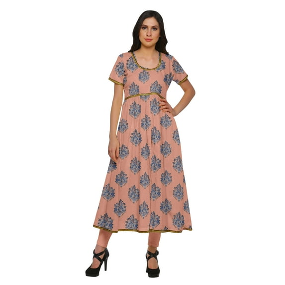 Moomaya Womens Printed Kurta Front Slit Tops Women Summer Wear Tunic Kurti
