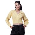 thumbnail image 1 of Moomaya Womens Printed Long Sleeves Crop Top, V-Neck Cotton Summer Short Top, 1 of 8