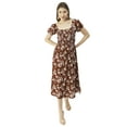 thumbnail image 1 of Moomaya Womens Printed Maxi Dress, Viscose Rayon Short Puff Sleeve Dresses, 1 of 8