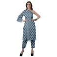 thumbnail image 1 of Moomaya Womens Printed One Shoulder Double Bell Sleeve Kurti Pant Set Ethnic Clothing Sets For Women, 1 of 7