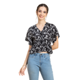 thumbnail image 1 of Moomaya Womens Printed Peplum Top, V Neck Viscose Summer Crop Top, 1 of 9