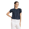 thumbnail image 1 of Moomaya Womens Printed Round Neck Top, Short Petal Sleeves Summer Top, 1 of 9