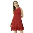 thumbnail image 1 of Moomaya Womens Printed Short Dress, Sleeveless Frilled Hem Round Neck Mini Dress, 1 of 8