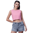 thumbnail image 1 of Moomaya Womens Printed Sleeveless Cotton Short Top, Round Neck Blouse Crop Top, Buttoned Back, 1 of 8