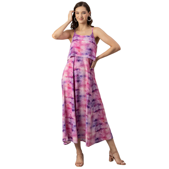 Moomaya Womens Printed Sleeveless Summer Dress, Shoulder Strap Casual Maxi Dress