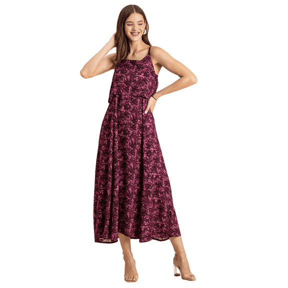 Moomaya Womens Printed Sleeveless Summer Dress, Shoulder Strap Casual Maxi Dress