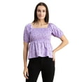 thumbnail image 1 of Moomaya Womens Printed Smocked Top, Puff Elbow Sleeves, Square Neck Top, 1 of 8
