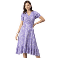 thumbnail image 1 of Moomaya Womens Printed Summer Dress, V-Neck Ruffled Viscose Midi Dress, Sundress, 1 of 8