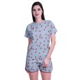 thumbnail image 1 of Moomaya Womens Printed Tee and Shorts Pajama Set PJs,Short Sleeve Sleepwear Nightwear S-XXL, 1 of 7
