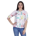thumbnail image 1 of Moomaya Womens Printed Top Roll-Up&nbsp;Sleeve Collar Neck Button-Down Shirt, 1 of 8
