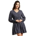 thumbnail image 1 of Moomaya Womens Printed Viscose Dress, Balloon Sleeves V-Neck Smocked Waist Short Dress, 1 of 8