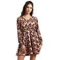 thumbnail image 1 of Moomaya Womens Printed Viscose Dress, Balloon Sleeves V-Neck Smocked Waist Short Dress, 1 of 8