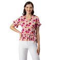 thumbnail image 1 of Moomaya Womens Printed Viscose Top, Ruffled, V-Neck, Elbow Sleeves Loose-Fit Summer Tops, 1 of 7
