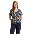 thumbnail image 1 of Moomaya Womens Printed Viscose Top, Ruffled, V-Neck, Elbow Sleeves Loose-Fit Summer Tops, 1 of 7