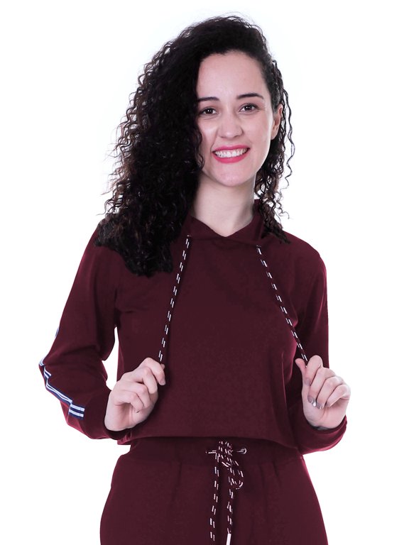 Womens Pullover Solid Sporty Cropped Hoodie Top Long Sleeve Casual Crop Top Sweatshirt