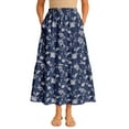 thumbnail image 1 of Moomaya Womens Rayon Maxi Skirt with Pockets | Flowy Tiered Boho Skirt | Elastic Waist Resort Wear | Summer & Travel Outfit, 1 of 7