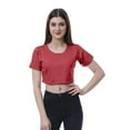 thumbnail image 1 of Moomaya Womens Round Neck Crop Top Short Sleeves Summer T-shirt Loose Fit Tops, 1 of 7