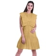 thumbnail image 1 of Moomaya Womens Ruffle Sleeve A,Line Schiffli Dress Solid Designer Party Dress, 1 of 7