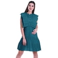 thumbnail image 1 of Moomaya Womens Ruffle Sleeve A,Line Schiffli Dress Solid Designer Party Dress, 1 of 7