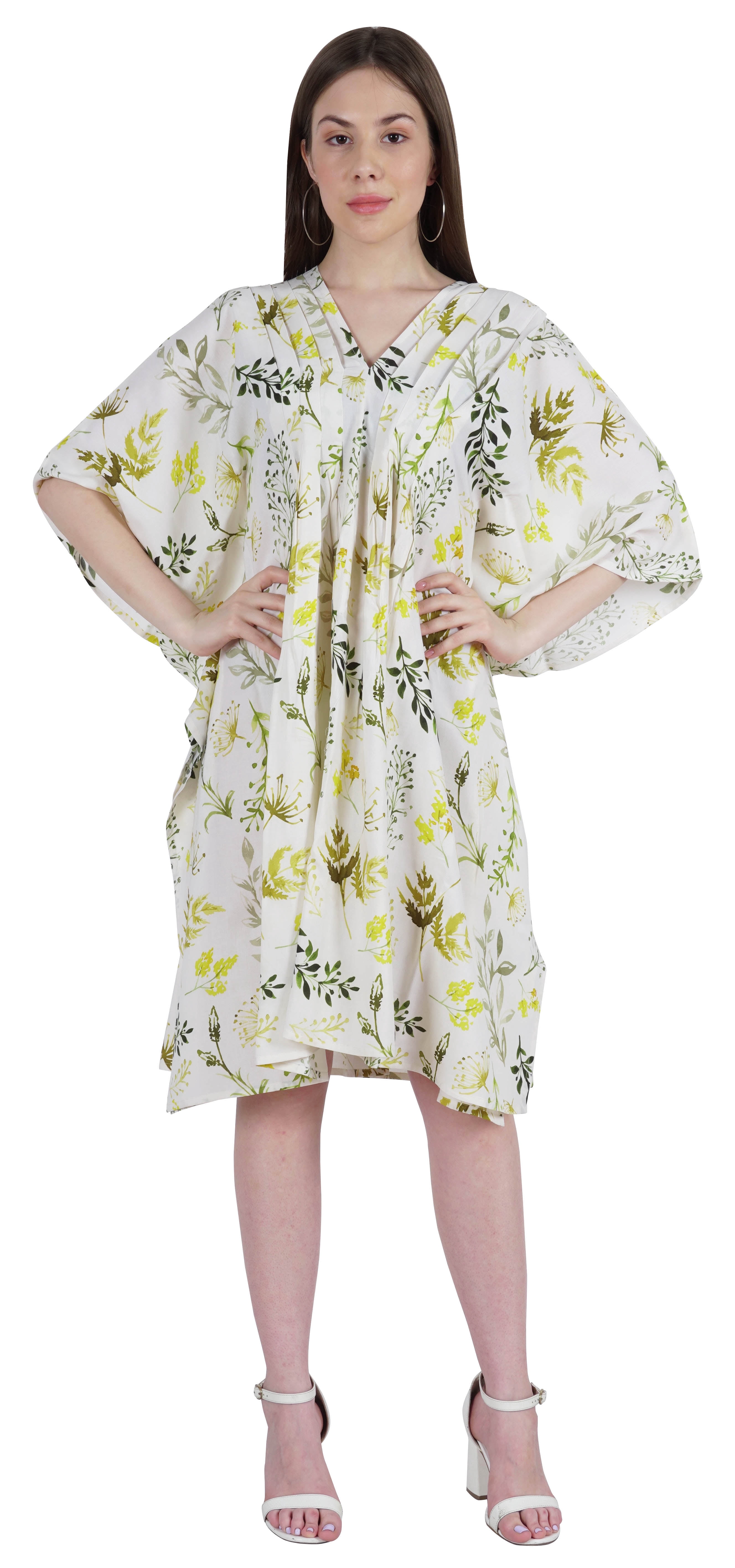 short kaftan night dress 50% OFF on JISORA Women's Cotton Printed Short Kaftan Midi Night Dress (Yellow, Free Size ) on Amazon