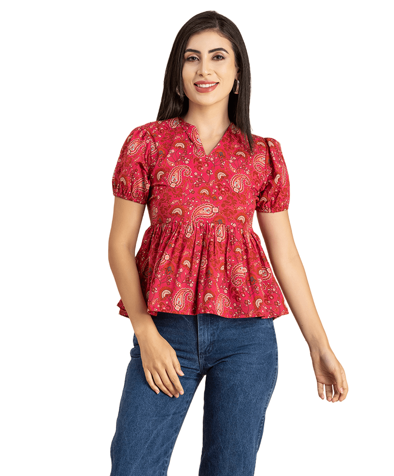 puff sleeve peplum top