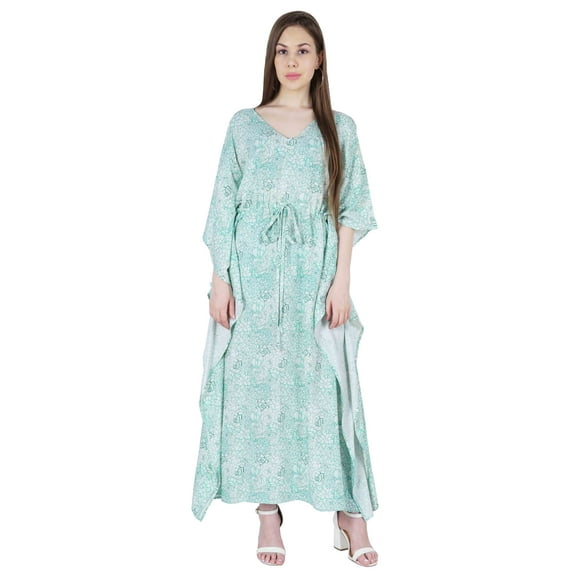 Moomaya Womens Sleep Kaftan V-Neck Cover Up Long Caftan Maxi Dress