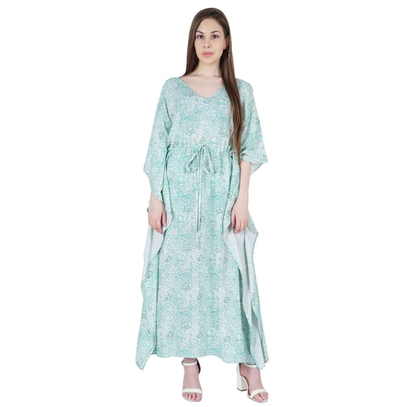 Moomaya Womens Sleep Kaftan V-Neck Cover Up Long Caftan Maxi Dress