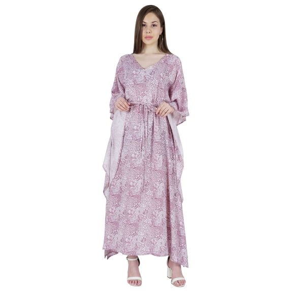Moomaya Womens Sleep Kaftan V-Neck Cover Up Long Caftan Maxi Dress