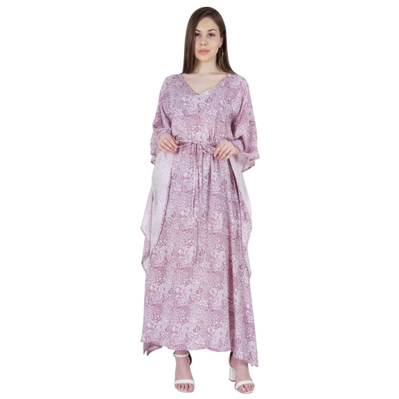 Moomaya Womens Sleep Kaftan V-Neck Cover Up Long Caftan Maxi Dress