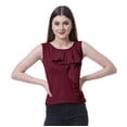 thumbnail image 1 of Moomaya Womens Sleeveless Ruffle Top Round Neck Blouse Casual Tshirt Tops, 1 of 7