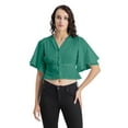 thumbnail image 1 of Moomaya Womens Solid Colors Tops, V Neck, Flutter Sleeves Casual Top, 1 of 8