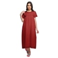 thumbnail image 1 of Moomaya Womens Solid Cotton Knee Long Nightdress Lace Neckline Maxi Nightwear, 1 of 6