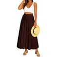 thumbnail image 1 of Moomaya Womens Solid Cotton Maxi Skirt with Pockets | Tiered 40-Inch Long Skirt | Elastic Waist Resort Wear | Summer Outfit, 1 of 7